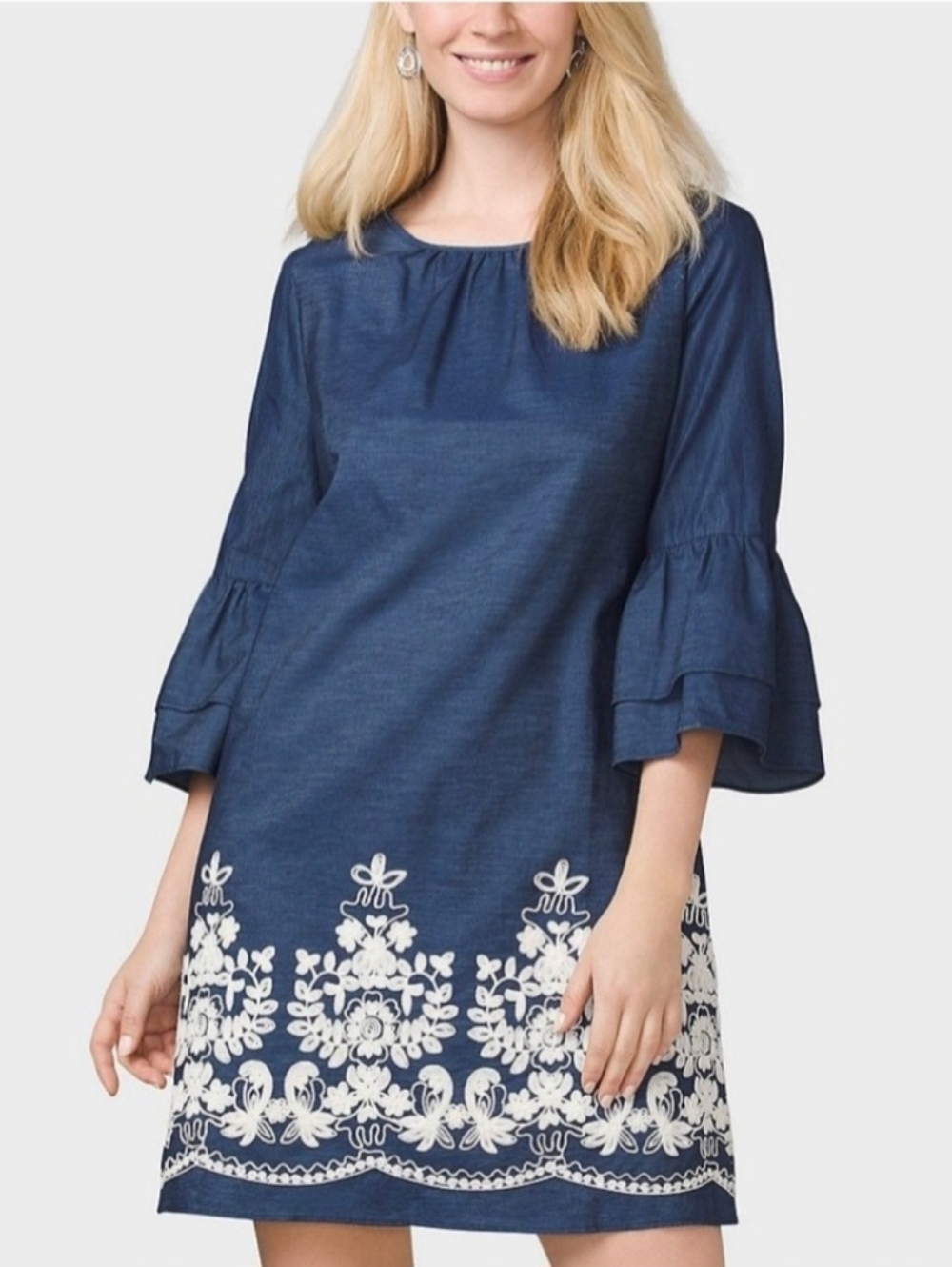 WESTPORT Navy Blue Embroidered Shift Dress